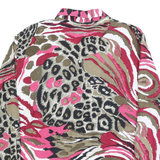 Womens Beige & Pink Animal Print Shirt Long Sleeve Collared L