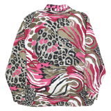 Womens Beige & Pink Animal Print Shirt Long Sleeve Collared L