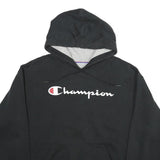 CHAMPION Mens Black Hoodie L Cotton Blend Pullover Drawstring Hood
