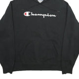 CHAMPION Mens Black Hoodie L Cotton Blend Pullover Drawstring Hood