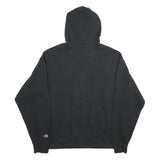 CHAMPION Mens Black Hoodie L Cotton Blend Pullover Drawstring Hood