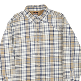 RIDGECUT Mens Beige & Blue Check Shirt M Long Sleeve Button Collar Casual Cotton