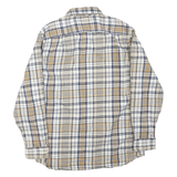 RIDGECUT Mens Beige & Blue Check Shirt M Long Sleeve Button Collar Casual Cotton