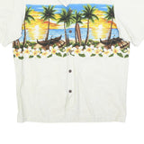 RESERVE Mens White Blue Hawaiian Shirt M Cotton Blend Summer Beach Print
