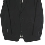 REISS Mens Black Classic Jacket L Polyester Blend Plain Button Closure Tailored