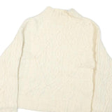 LIMITED AMERICA Womens Cream Plain Cable Knit Cargo Jumper Crew Neck Wool M