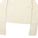 LIMITED AMERICA Womens Cream Plain Cable Knit Cargo Jumper Crew Neck Wool M