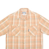 COLUMBIA Mens Beige & Cream Plaid Casual Shirt M Cotton Blend Button Pocket