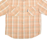 COLUMBIA Mens Beige & Cream Plaid Casual Shirt M Cotton Blend Button Pocket