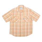COLUMBIA Mens Beige & Cream Plaid Casual Shirt M Cotton Blend Button Pocket