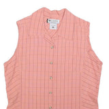 COLUMBIA Womens Pink & Black Check Sleeveless Shirt M Button Front Summer