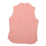 COLUMBIA Womens Pink & Black Check Sleeveless Shirt M Button Front Summer