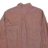 CABBY Mens Red & Blue Striped Shirt M Cotton Blend Casual Workwear Long Sleeve