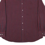 NAUTICA Mens Red & Navy Check Shirt L Button-Down Collar Long Sleeve Cotton