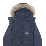 DIESEL Womens Navy Blue Quilted Jacket S Polyester Zip Hooded Warm Winter