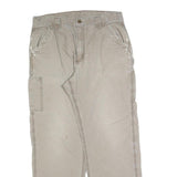 CARHARTT Mens Regular Fit Beige Cotton Blend Zip Trousers W36 L31 Workwear
