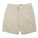 CHAPS Mens Shorts Beige Casual Embroidered Birds L W32 Cotton Blend