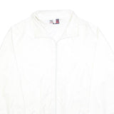 US BASIC Mens White Zip Up Nylon Jacket M Plain Lightweight Windbreaker