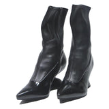 CHARLES & KEITH Womens Pointed Ankle Boots Black Leather UK 3 Stylish Heel