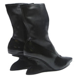 CHARLES & KEITH Womens Pointed Ankle Boots Black Leather UK 3 Stylish Heel
