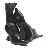 CHARLES & KEITH Womens Pointed Ankle Boots Black Leather UK 3 Stylish Heel