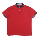 TOMMY HILFIGER Mens Red Polo Shirt L Short Sleeve Cotton Classic Fit
