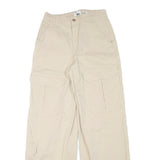 BERSHKA Womens Beige Relaxed Wide-Leg Trousers W26 L30 Casual Cotton Blend Zip