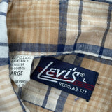 Levis Checked Flannel Shirt - Large Beige Cotton Blend