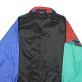 Mens Blue & Red Colourblock Nylon Zip-Up Jacket XL Retro Lightweight Casual