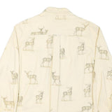 WOOLRICH Mens Cream Shirt M Cotton Blend Printed Deer Pattern Long Sleeve
