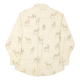 WOOLRICH Mens Cream Shirt M Cotton Blend Printed Deer Pattern Long Sleeve