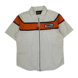 Harley Davidson Spellout Short Sleeve Shirt - Medium White Cotton
