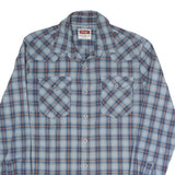 WRANGLER Mens Blue & Orange Checked Shirt M Casual Cotton Blend Long Sleeve