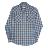 WRANGLER Mens Blue & Orange Checked Shirt M Casual Cotton Blend Long Sleeve