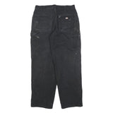 DICKIES Mens Cotton Blend Black Relaxed Workwear Trousers W32 L32 Durable Zip