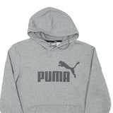 PUMA Mens Grey Hoodie S Cotton Blend Pullover Hooded Sweatshirt Logo