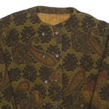 Womens Brown Paisley Button Jacket M Woven Classic Cropped Stylish