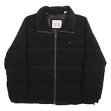 LEVI'S Womens Black Cotton Blend Puffer Jacket XL Corduroy Zip Casual Outerwear