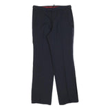 Mens Navy Regular Fit Straight Leg Trousers W32 L32 Classic Zip Closure Elegant