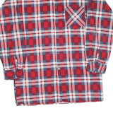 Mens Red Blue & White Check Cotton Shirt L Long Sleeve Casual Classic Fit