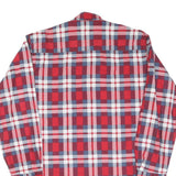 Mens Red Blue & White Check Cotton Shirt L Long Sleeve Casual Classic Fit