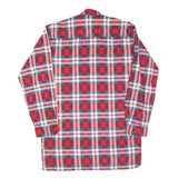 Mens Red Blue & White Check Cotton Shirt L Long Sleeve Casual Classic Fit