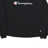 CHAMPION Mens Black Cotton Blend Crew Neck S Sweatshirt Classic Logo Pullover