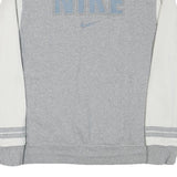 NIKE Mens Grey & White Varsity Jacket M Cotton Blend Zip Plain Athletic Casual