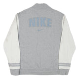 NIKE Mens Grey & White Varsity Jacket M Cotton Blend Zip Plain Athletic Casual