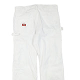 DICKIES Mens Cotton Blend White Regular Straight Trousers W34 L30 Workwear Zip