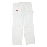 DICKIES Mens Cotton Blend White Regular Straight Trousers W34 L30 Workwear Zip