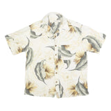 ISLAND REPUBLIC Mens Cream Floral Silk Short Sleeve Shirt M Lightweight Tropical
