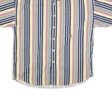 TOMMY HILFIGER Mens Blue & Yellow Striped Cotton Blend Shirt L Button Down