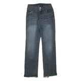 SUKO JEANS Womens Regular Fit Blue Denim Woven Regular Straight Zip W26 L32